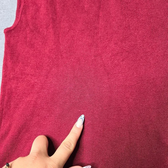 Carmen by Carmen Marc Valvo Mock Neck Zip Shoulder Knit Top - Picture 4 of 5